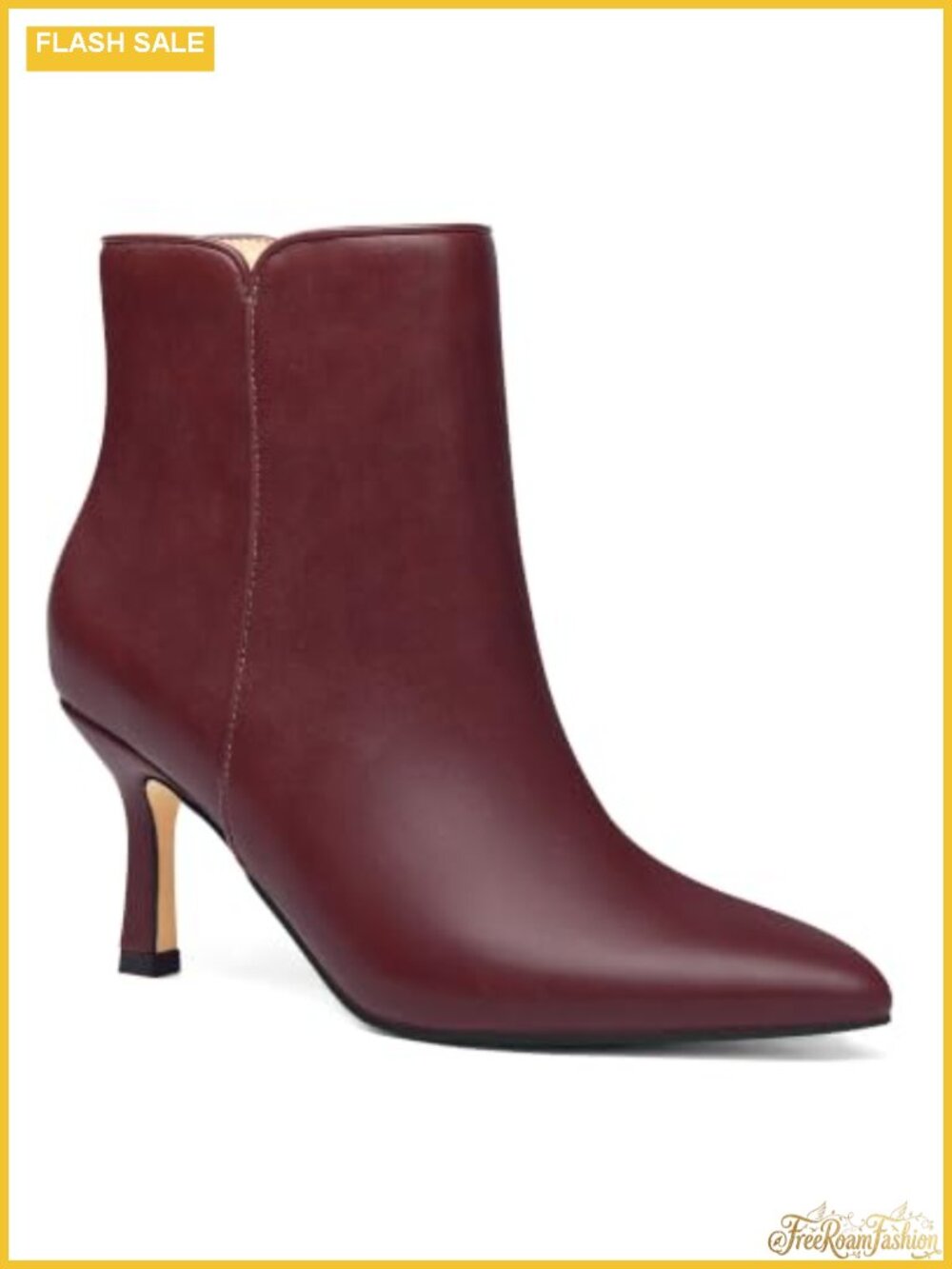 Women's Kitten Heel Booties Pointed Toe Low Stiletto Side Zipper Ankle Boots